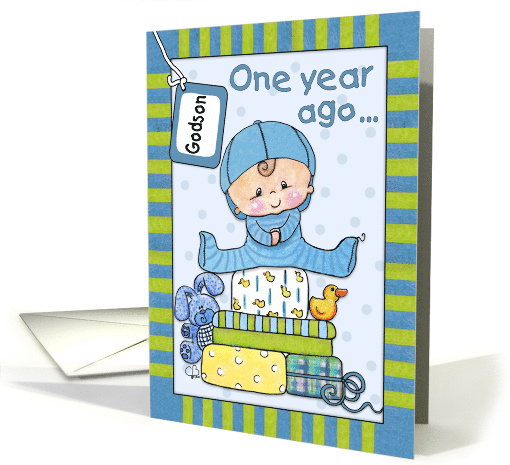 Godson's First Birthday Baby Boy and Gifts card (1274964)