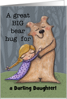 Customizable Happy Birthday Daughter- Bear Hug Girl and Bear card
