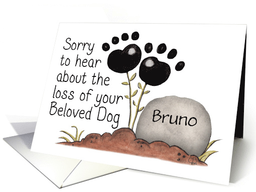 Customizable Name Pet Sympathy for Dog Paw Print Flowers... (1286046)