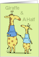 Happy Birthday Half Brother-Two Whimsical Giraffes Hold Hands card