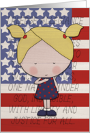 Happy 4th of July Pledge of Allegiance Little Blond Haired Girl card