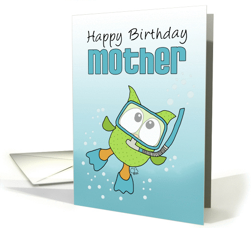 Happy Birthday to Mother-Underwater Snorkeling Owl card (1299044)