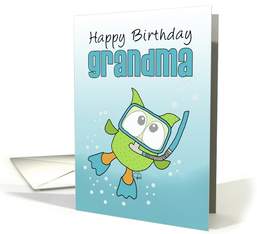 Happy Birthday to Grandma-Underwater Snorkeling Owl card (1299046)