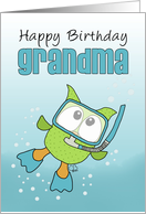 Happy Birthday to Grandma-Underwater Snorkeling Owl card