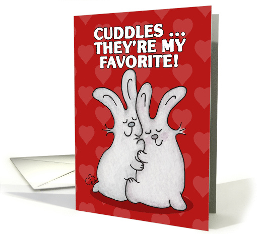 Love and Romance Cuddling Bunnies and Heart Pattern card (1302588)