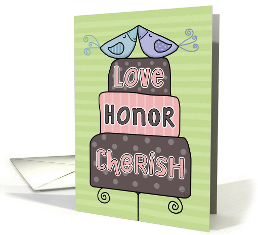 Happy Wedding Anniversary-Cake and Bird Cake Toppers card (1309500)