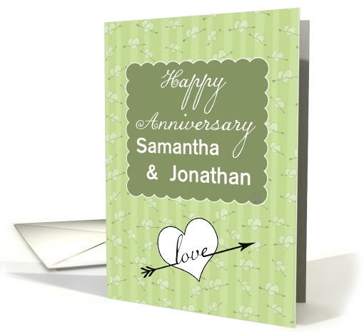 Customizable Names Wedding Anniversary Hearts and Love Arrows card