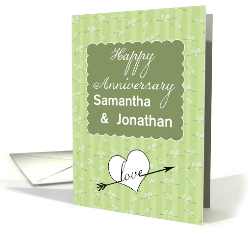 Customizable Names Wedding Anniversary-Hearts and Love Arrows card