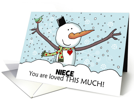 Snowman with Outstretched Limbs Customizable Christmas for Niece card