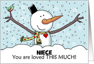 Snowman with Outstretched Limbs Customizable Christmas for Niece card