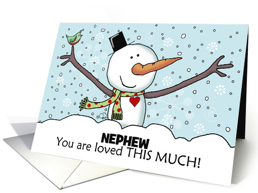 Snowman with Outstretched Limbs Customizable Christmas for Nephew card