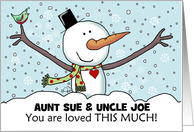 Snowman with Outstretched Limbs Customizable Christmas for Aunt Uncle card