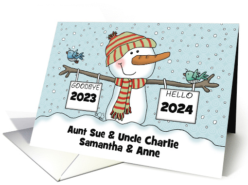 Snowman with Signs Customizable Date New Year's 2024 Aunt... (1321090)