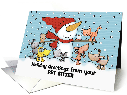 Snowman Small Animals Customizable Christmas from Pet Sitter card