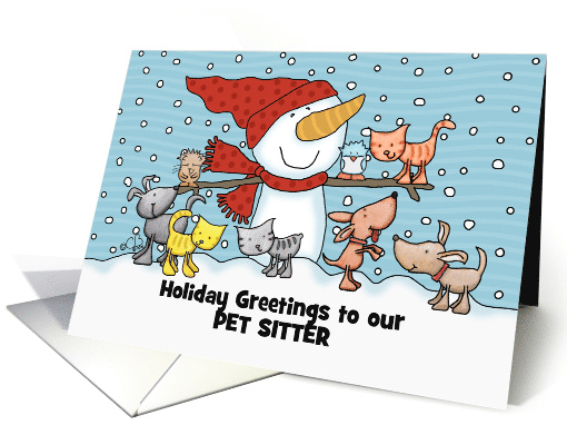 Snowman Small Animals Customizable Christmas To Pet Sitter card