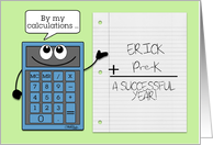 Personalized Back to School for Boy Erick and Pre K Blue Calculator card