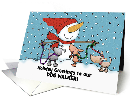 Personalized for Dog Walker Snowman Dogs on Leashes Merry... (1324068)