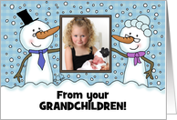 Snowpeople Customizable Merry Christmas from Grandchildren card