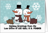 Snowmen with Briefcases Customizable Merry Christmas from Lawyers card