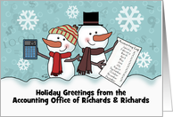 Snowmen Calculator Ledger Customizable Christmas from Accountant card