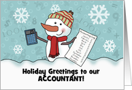 Snowman Calculator Ledger Customizable Christmas for Accountant CPA card
