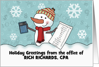 Snowman Calculator Ledger Customizable Christmas from Accountant CPA card
