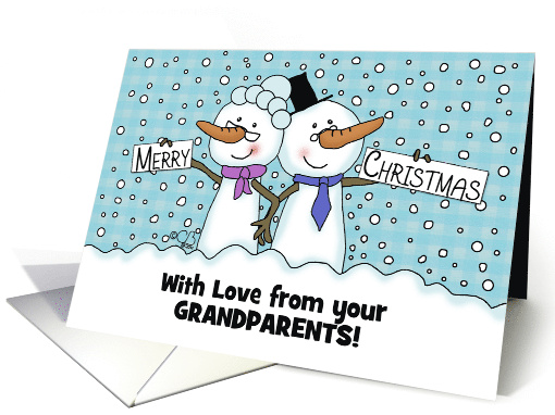 Elder Snowpeople Couple Merry Christmas from Grandparents card