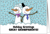 Elder Snowpeople Couple Merry Christmas to Great Grandparents card