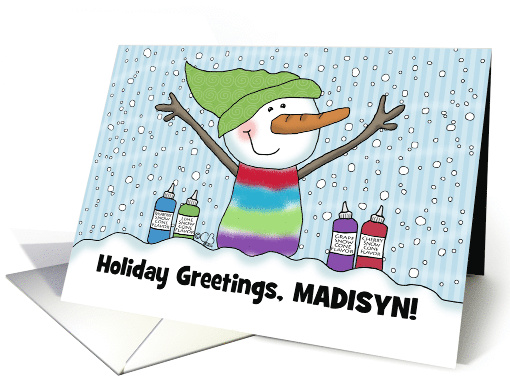 Snowman Snow Cone Customizable Name Merry Christmas for Madisyn card