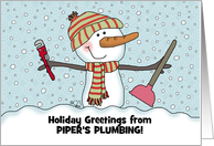 Snowman Plumber Customizable Merry Christmas from Company card