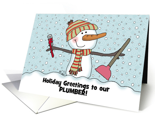 Snowman Plumber Customizable Merry Christmas to a Plumber card