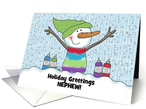 Snowman Snow Cone Customizable Name Merry Christmas for Nephew card