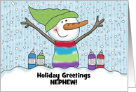 Snowman Snow Cone Customizable Name Merry Christmas for Nephew card