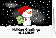 Teacher Snowman Customizable Christmas for Teacher Chalkboard Snow card