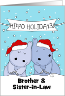 Hippo Holidays Two Hippos in Snow Merry Christmas for Brother and Wife card