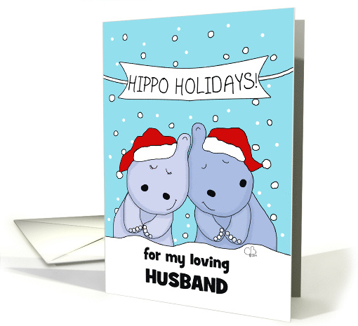 Hippo Holidays Two Hippos in Snow Customizable Christmas... (1335346)