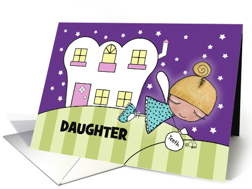 Tooth Fairy Visit-Customizable Congrats Lost First Tooth Daughter card