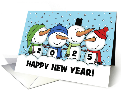 Four Snowmen Customizable Happy New Year 2025 card (1339876)