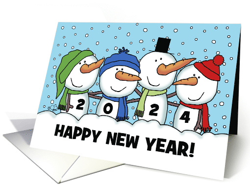 Four Snowmen Customizable Happy New Year 2023 card (1339876)