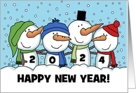 Four Snowmen Customizable Happy New Year 2022 card