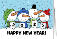 Four Snowmen Customizable Happy New Year 2025 card