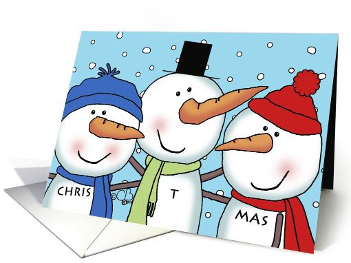Three Snowmen Merry Christmas for Triplets card (1341662)