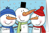 Three Snowmen Merry Christmas for Triplets card