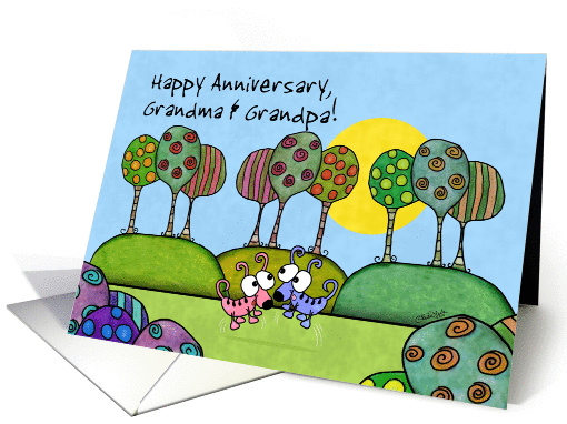 Happy Anniversary to Grandma and Grandpa-Whimsical Dogs and Trees card