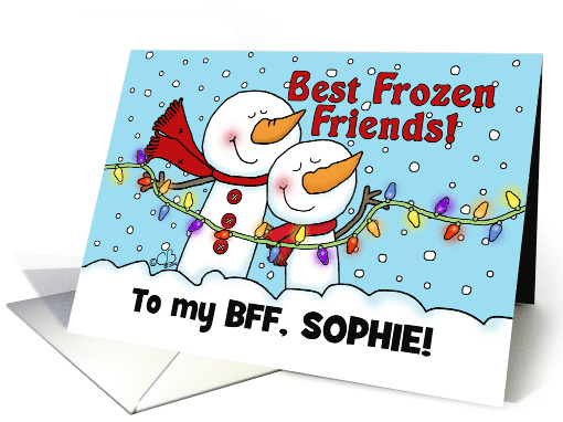 Best Frozen Friends BFF Snowmen Merry Christmas to Best Friend card