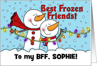 Best Frozen Friends BFF Snowmen Merry Christmas to Best Friend card