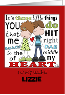 Smack Dab Cute Couple Customizable Name Happy Valentine’s Day for Wife card