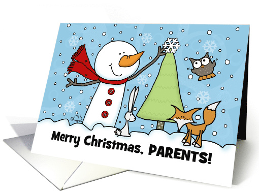 Snowman and Woodland Animals Customizable Merry Christmas... (1347416)