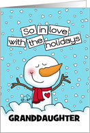 Loving Snowman Customizable Merry Christmas for Granddaughter card