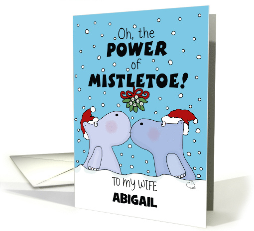 Hippos Under Mistletoe Customizable Merry Christmas for... (1348342)